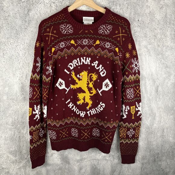 Game of Thrones I Drink and I Know Thing Knitted Ugly Sweater Size Large - Picture 1 of 5